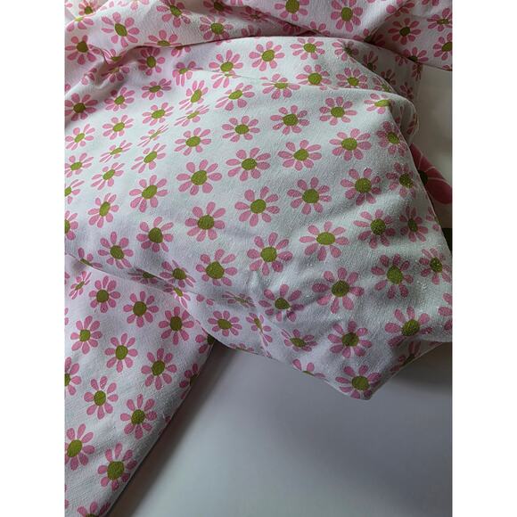 Vintage Lady Pepperell Pink Green Daisy TWIN Flat Sheet + Pillow Case (1) - Picture 5 of 7